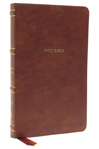 NKJV, Thinline Bible, Leathersoft, Brown, Thumb Indexed, Red Letter, Comfort Print
