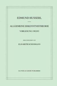 Allgemeine Erkenntnistheorie Vorlesung 1902/03