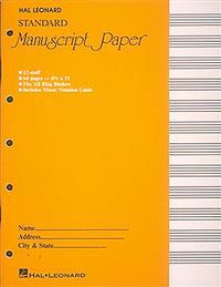 Standard Manuscript Paper Yellow Cover 12 Staves Per Page Hal Leonard Music Notation Guide for Composers and Students