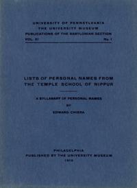 Lists of Personal Names from the Temple School o – A Syllabary of Personal Names