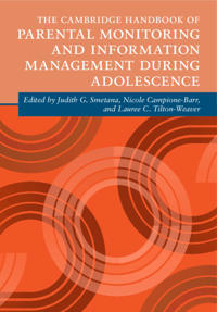 Kirjan kansi "The Cambridge Handbook of Parental Monitoring and Information Management during Adolescence"
