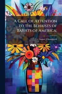 Kirjan kansi "A Call of Attention to the Behaists of Babists of America;"