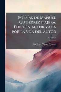 Kirjan kansi "PoesÃ-as de Manuel GutiÃ(c)rrez Nàjera. EdiciÃ3n autorizada por la vda del autor"