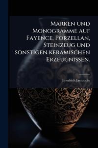 Kirjan kansi "Marken und Monogramme auf Fayence, Porzellan, Steinzeug und sonstigen keramischen Erzeugnissen."