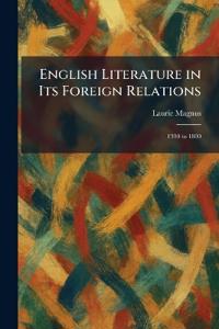 English Literature in Its Foreign Relations