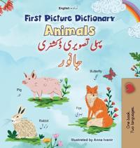 Bokomslag för "First Picture Dictionary - Animals (English Urdu Bilingual Children's Book)"