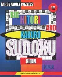 Large adult puzzles. Big Hitori and Kakuro sudoku. Medium levels.