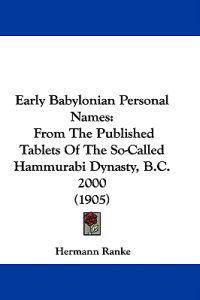 Early Babylonian Personal Names