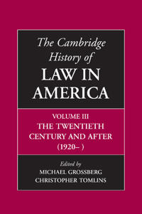 Kirjan kansi "The Cambridge History of Law in America"