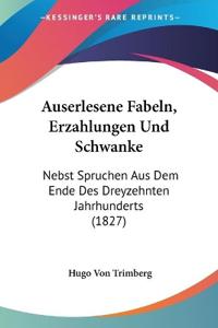 Trimberg, H: Auserlesene Fabeln, Erzahlungen Und Schwanke