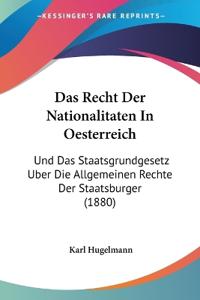 Hugelmann, K: Recht Der Nationalitaten In Oesterreich