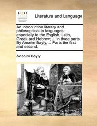 An Introduction Literary and Philosophical to Languages