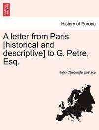 Kirjan kansi "A Letter from Paris [Historical and Descriptive] to G. Petre, Esq."