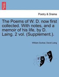 Kirjan kansi "The Poems of W. D. Now First Collected. with Notes, and a Memoir of His Life, by D. Laing. 2 Vol. (Supplement.)."