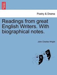 Bokomslag för "Readings from Great English Writers. with Biographical Notes."