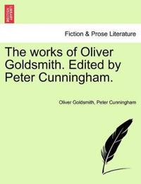 Kirjan kansi "The Works of Oliver Goldsmith. Edited by Peter Cunningham."