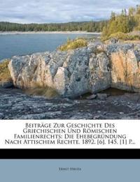 Beitrage Zur Geschichte Des Griechischen Und Romischen Familienrechts