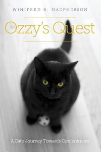 Kirjan kansi "Ozzy's Quest: A Cat's Journey Towards Contentment"