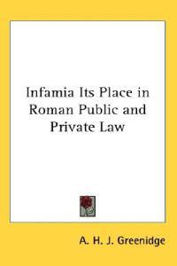 Infamia Its Place in Roman Public and Private Law