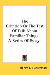 Bokomslag för "Criterion Or The Test Of Talk About Familiar Things"