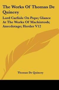 The Works Of Thomas De Quincey