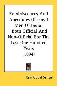 Kirjan kansi "Reminiscences and Anecdotes of Great Men of India"