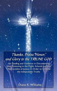 Kirjan kansi "Thanks, Praise, Honor, and Glory to the TRIUNE GOD for Leading and Guidance in Documenting Lead Poisoning in the Public Schools and the Obstructions of Justice in Order to Conceal the Indisputable Truths"