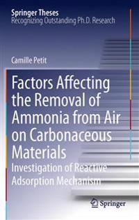 Kirjan kansi "Factors Affecting the Removal of Ammonia from Air on Carbonaceous Materials"