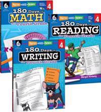 180 Days(tm) Reading, Writing and Math for Grade 4: 3-Book Set