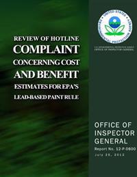 Review of Hotline Complaint Concerning Cost and Benefit Estimates for Epa's Lead-based Paint Rule