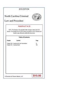 North Carolina Criminal Law and Procedure-Pamphlet 29