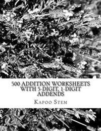 500 Addition Worksheets with 5-Digit, 1-Digit Addends: Math Practice Workbook