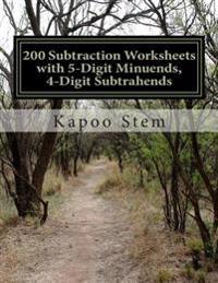 200 Subtraction Worksheets with 5-Digit Minuends, 4-Digit Subtrahends: Math Practice Workbook