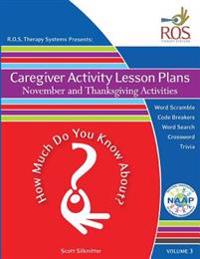 Caregiver Activity Lesson Plans: November and Thanksgiving Activities