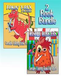 Cannabis Coloring Book For Adults: Tokin' T-Rex & Mashed Monsters (2 Book Bundle)