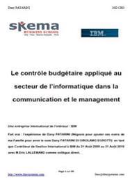 Le contrôle budgétaire appliqué au secteur de l'informatique dans la communication et le management