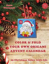 Color & fold your own origami advent calendar - 25 Christmas boxes with lids