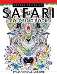 Safari Coloring books: Wild Animals Flowers Mandala and Doodle Pattern