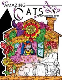 Amazing Cats Adult Coloring Book