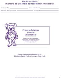 Bokomslag för "Macarthur Communicative Development Inventories (Cdis)  Inventario I: Primeras Palabras y Gestos (Package of 25)"