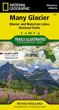 Many Glacier: Glacier and Waterton Lakes Nat Parks Map