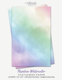 Rainbow Watercolor Stationery Paper