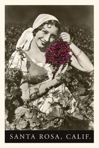 Vintage Journal Santa Rosa, California, Woman with Grapes