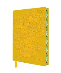 Vincent van Gogh: Sunflowers 2027 Artisan Art Vegan Leather Diary Planner - Page to View with Notes