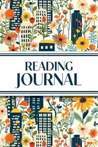 Reading Journal (Cozy Blue Cityscape with Yellow Sunflowers & Wildflowers)