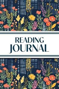 Reading Journal (Cozy Blue Cityscape with Pink & Yellow Wildflowers)