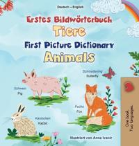 Kirjan kansi "First Picture Dictionary - Animals (German English Bilingual Children's Book)"