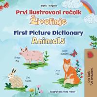 Bokomslag för "First Picture Dictionary - Animals (Serbian English Bilingual Children's Book - Latin Alphabet)"