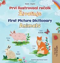 Bokomslag för "First Picture Dictionary - Animals (Serbian English Bilingual Children's Book - Latin Alphabet)"