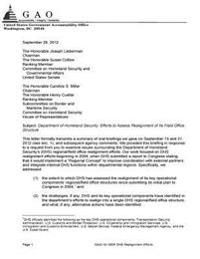 Department of Homeland Security: efforts to assess realignment of Its field office structure